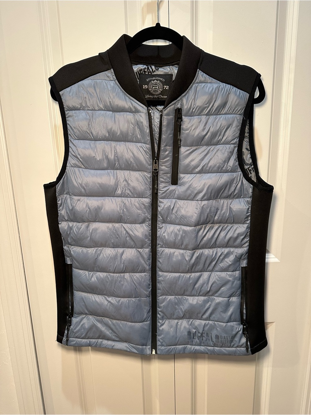 Buffalo David Bitton Light Blue Quilted Vest with Black Panels